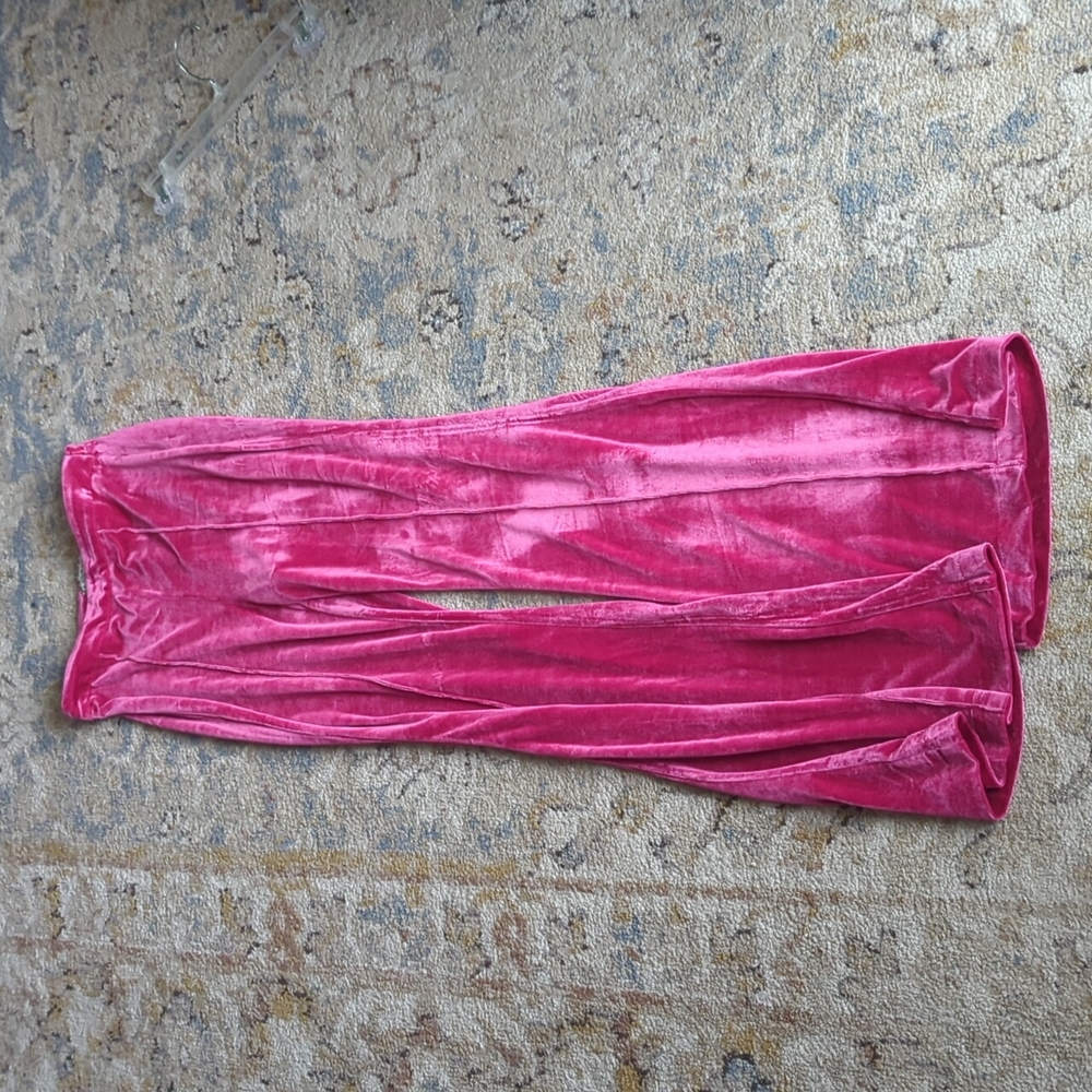 Hot pink velvet flare pants size small